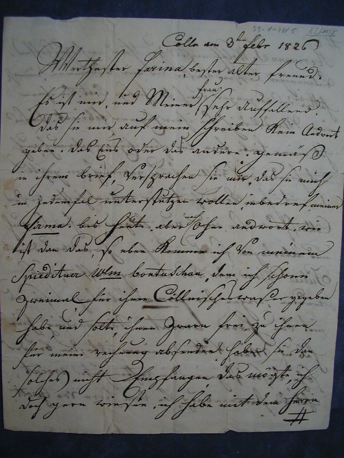 letter of Wilhelm Mülhens