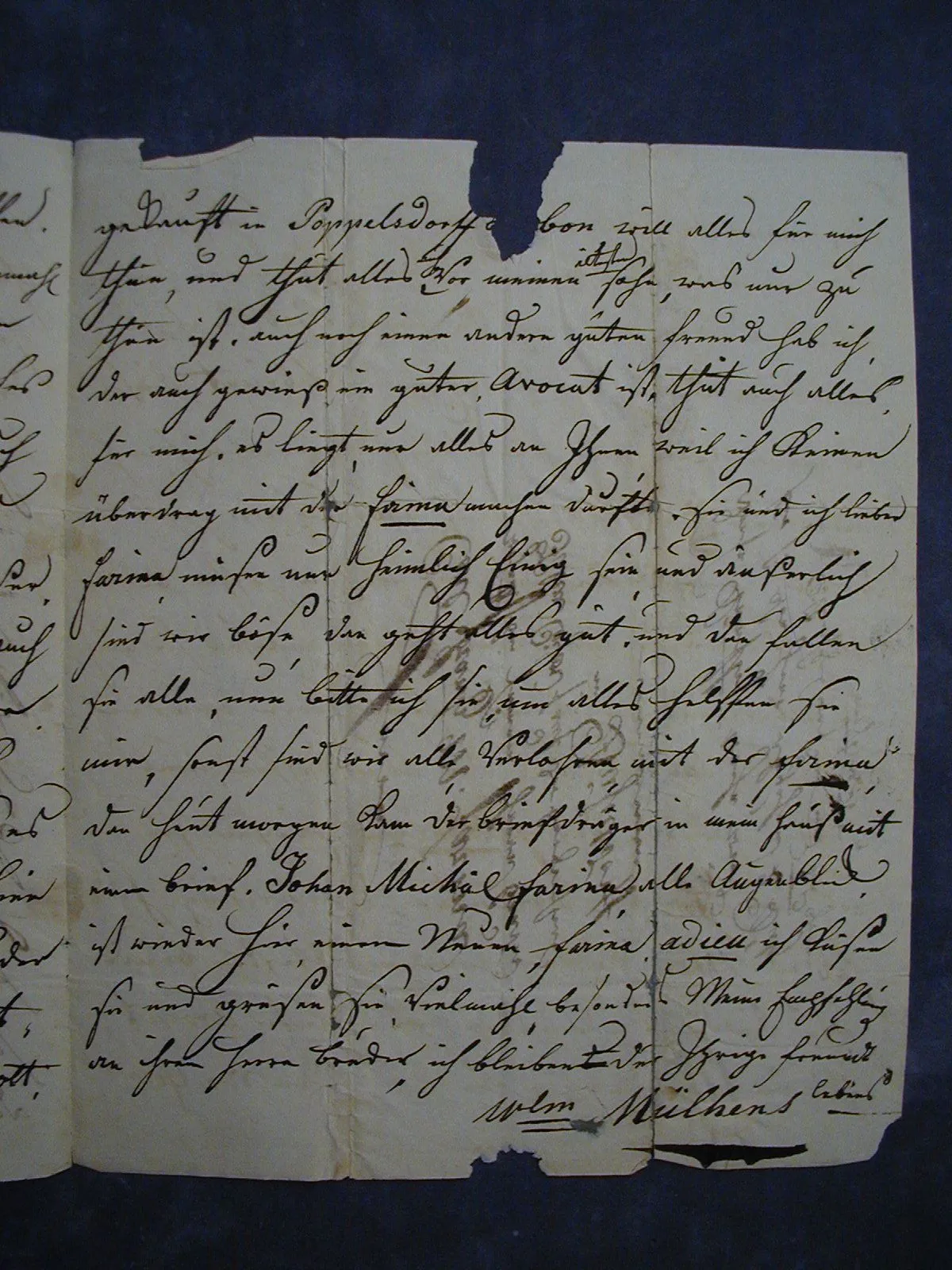 letter of Wilhelm Mülhens page3