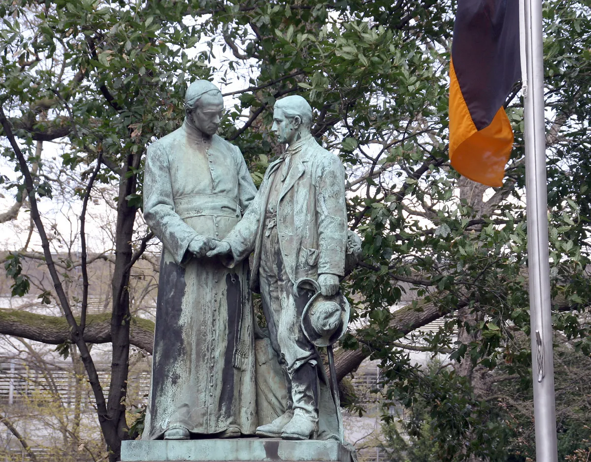 Monument of Adolph Kolping at Kolpingplatz near Minoritenkirche, Cologne, Germany
