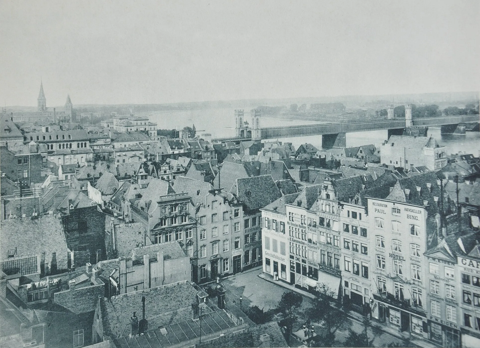 Plate 16. Blick vom Rathausturm auf die feste Brücke from Koeln in Bildern ( Cologne in pictures ), Paul Neubner, Cologne 1896.