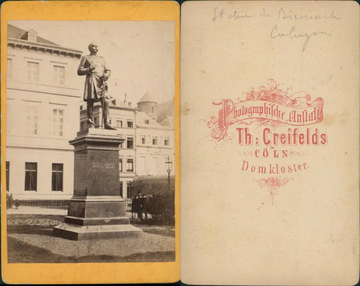 Cologne, Germany, Bismarck statue. Photo by Theodor Johann Hubertus Creifelds, born 1839 in Coblenz, died 1902 in Cologne, albumen print, 1879.
