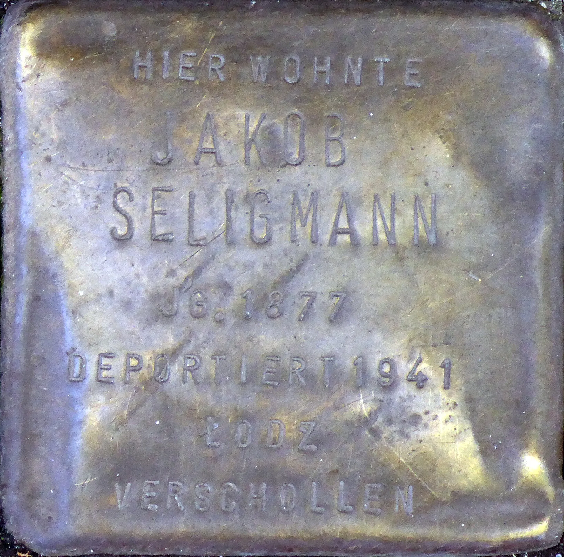 Stolperstein : Jakob Seligmann, Brüsseler Platz 9, Köln