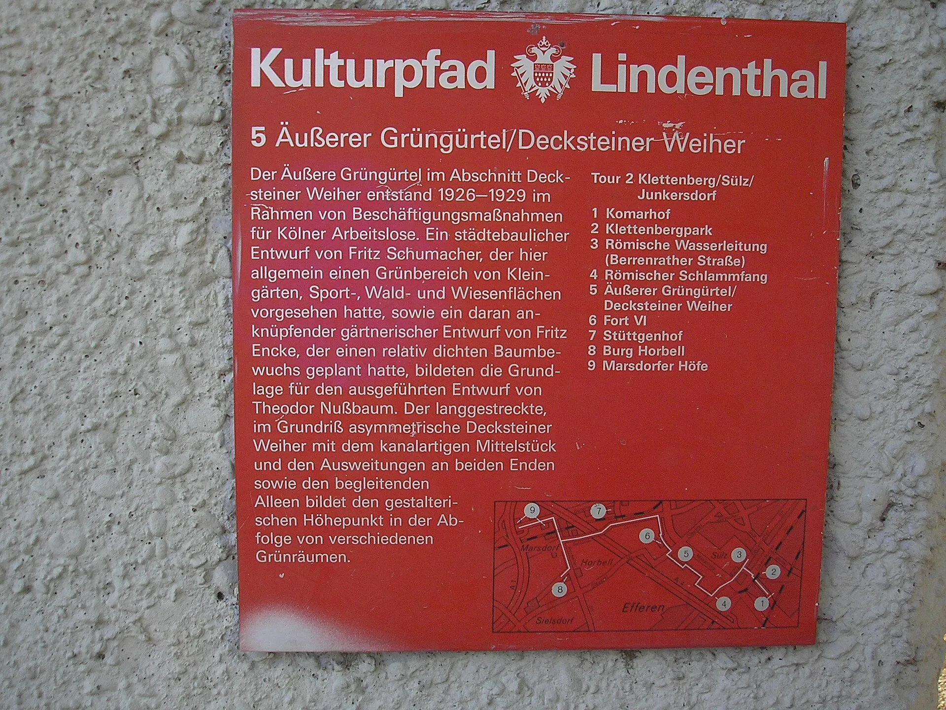 Kulturpfad Köln-Lindenthal, am [[:de:Decksteiner Weiher]|Decksteiner Weiher]]