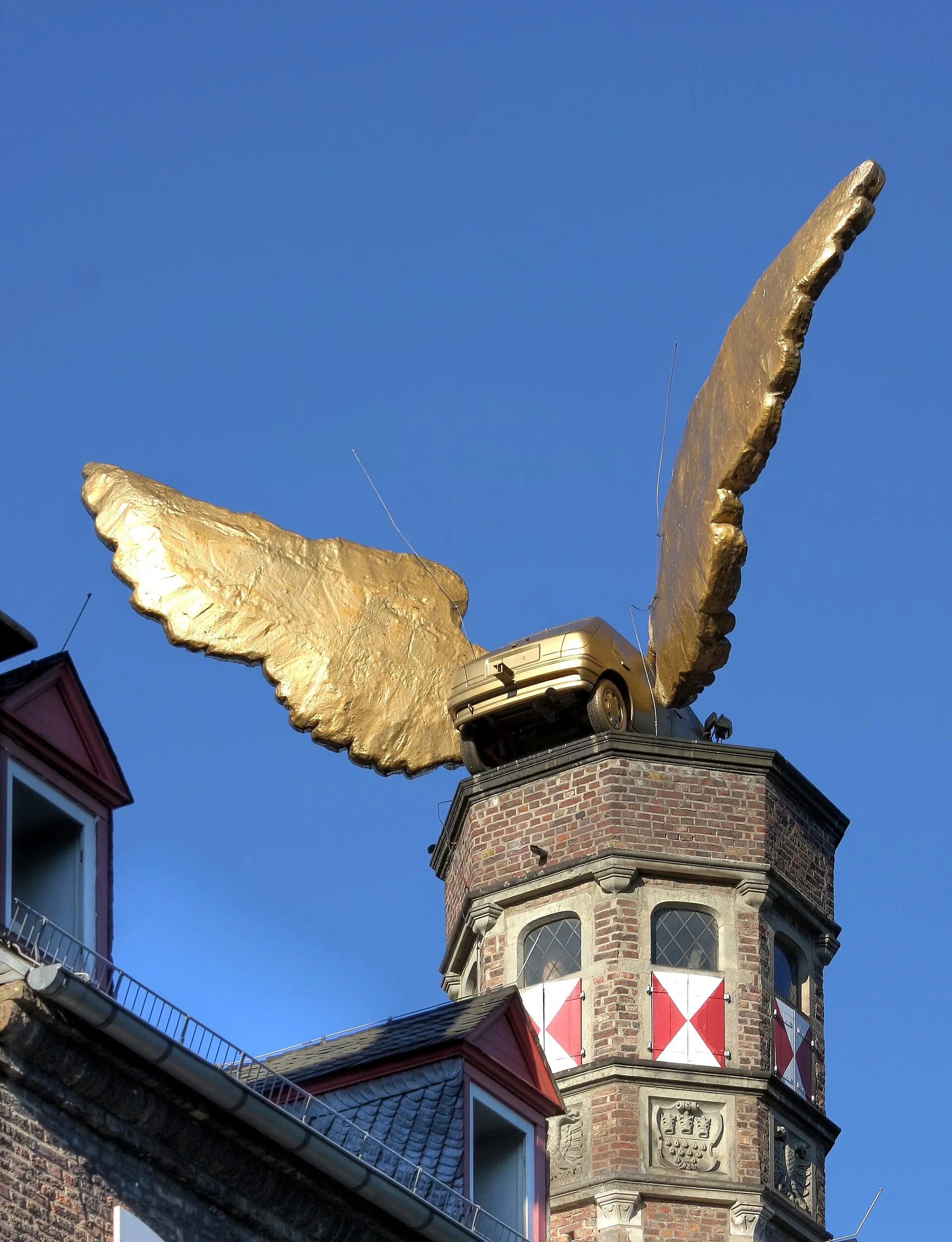 Zeughaus Köln, Ansicht des Treppenturmes von der Zeughausstraße. Baujahr: 1591-1606. Es beherbergt das Kölnische Stadtmuseum. Auf dem Dach des Treppenturmes bef