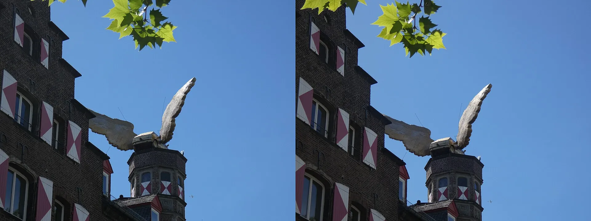 sculpture of a winged car by H. A. Schult in Cologne in 3D