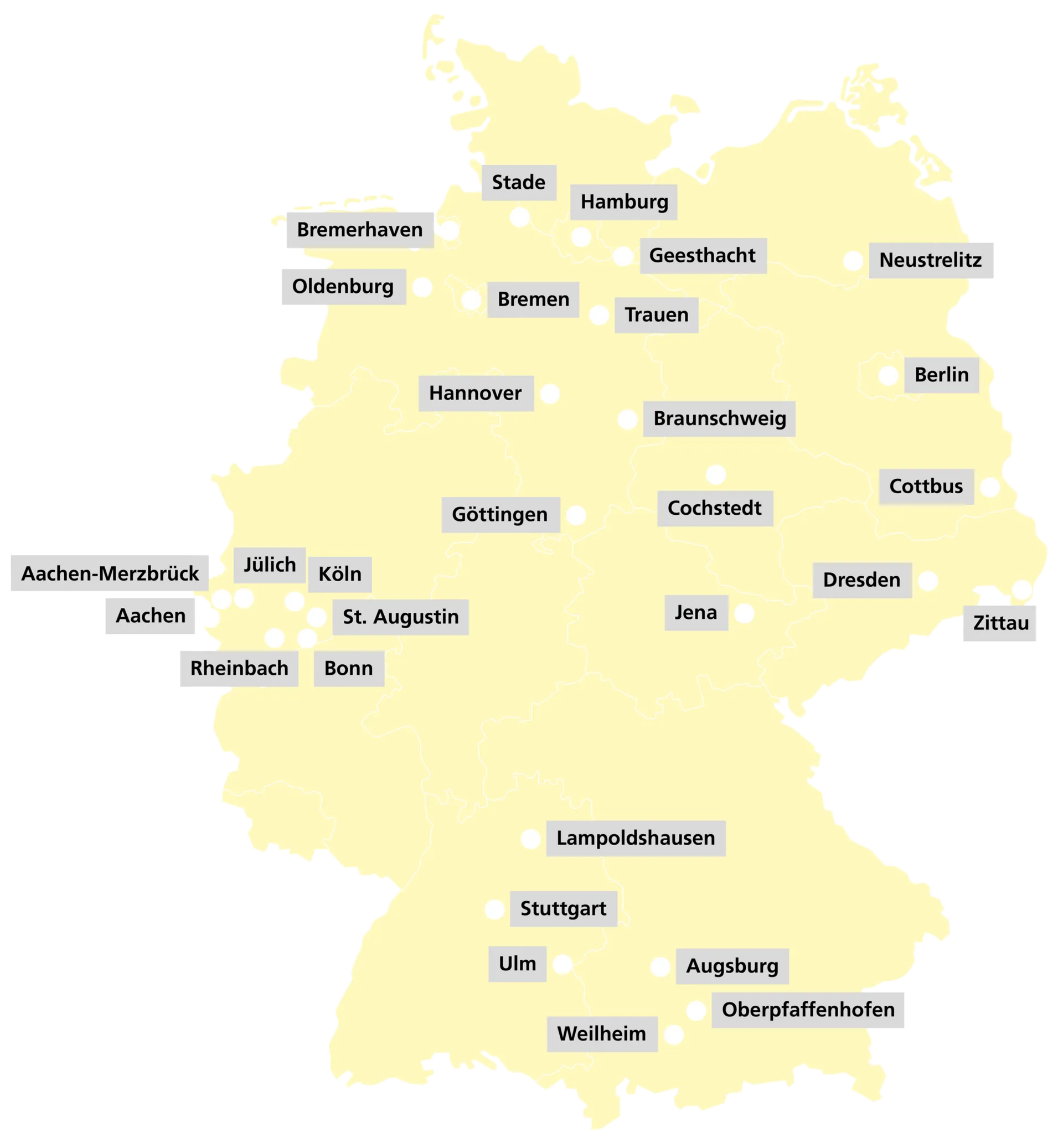 Standorte des DLR in Deutschland (2025)