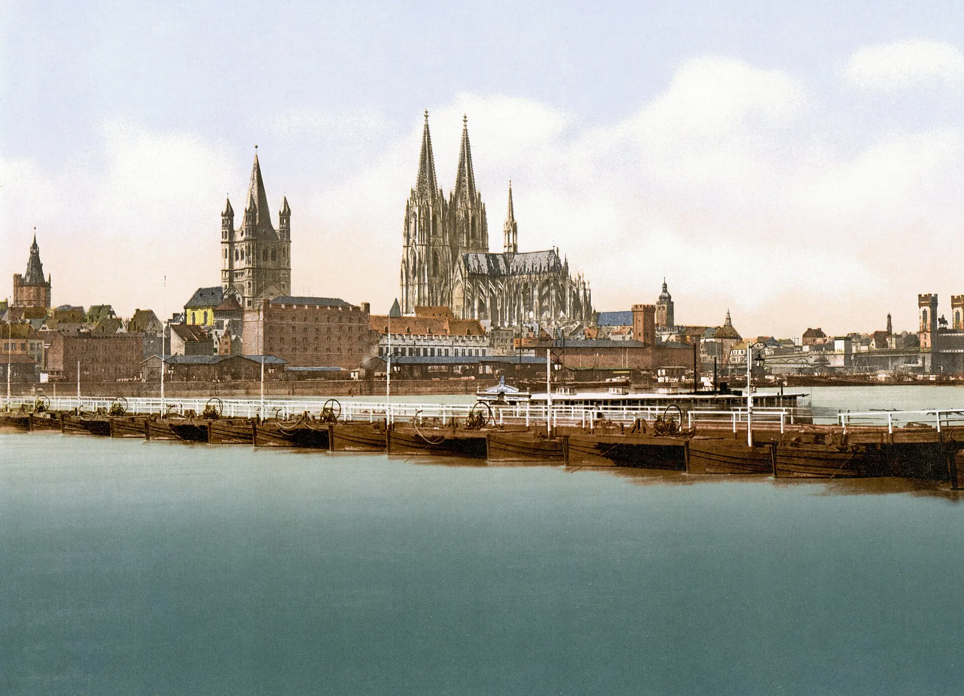 Pontoon bridge from Deutz, Cologne, about 1900