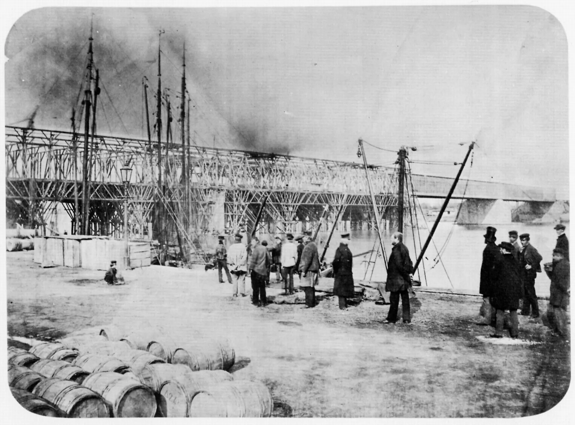 Bau der Dombrücke, 1859