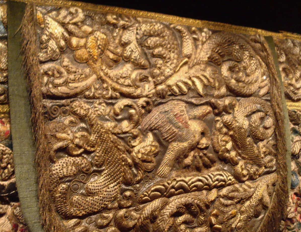Cologne Cathedral Treasury ( Domschatzkammer ). Detail of an 18th-century cope in the collection of liturgical robes.
