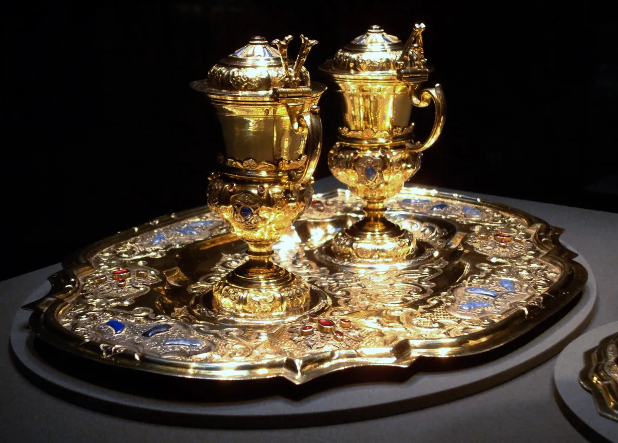 Cologne Cathedral Treasury ( Domschatzkammer ). Baroque silverware.