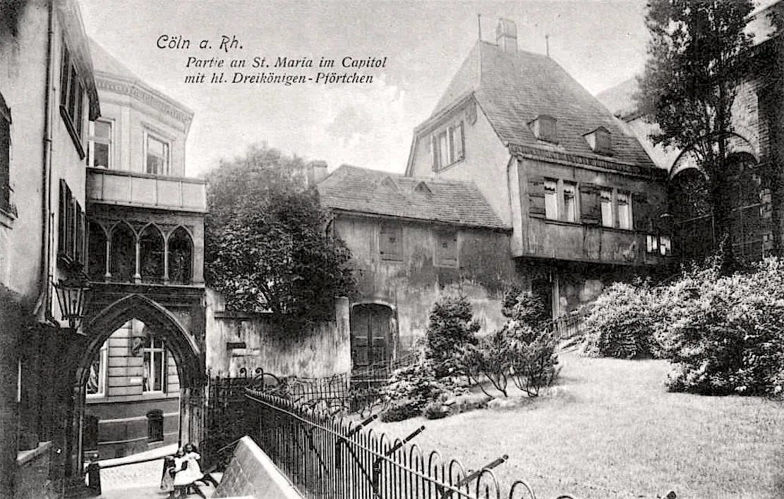 Historical "Gateway of the Three Kings" near the Church of St. Mary of the Capitoline in Cologne. Monument of history and architecture.