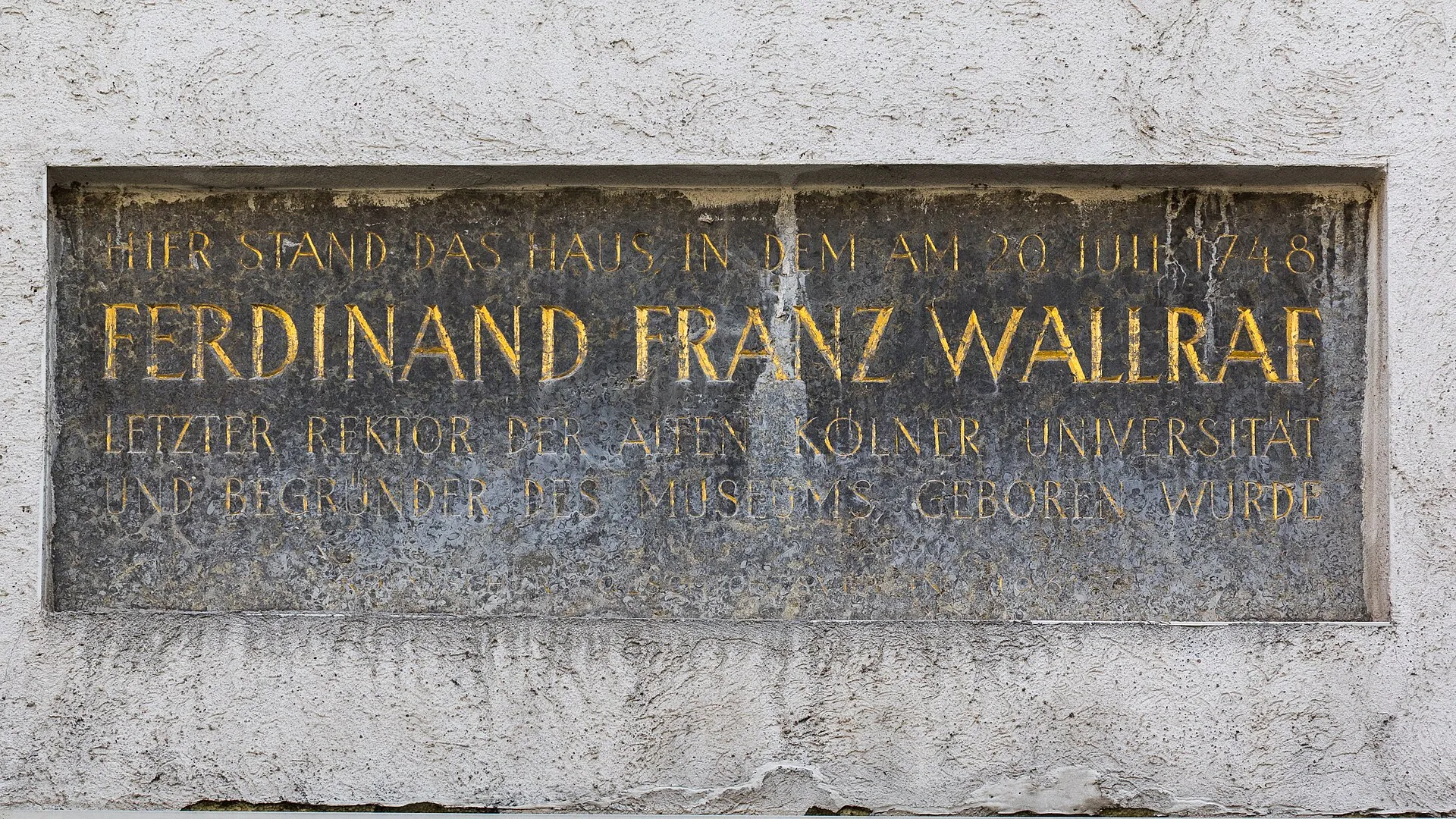Plakette Geburtshaus Ferdinand Franz Wallra, Steinweg 10, Köln