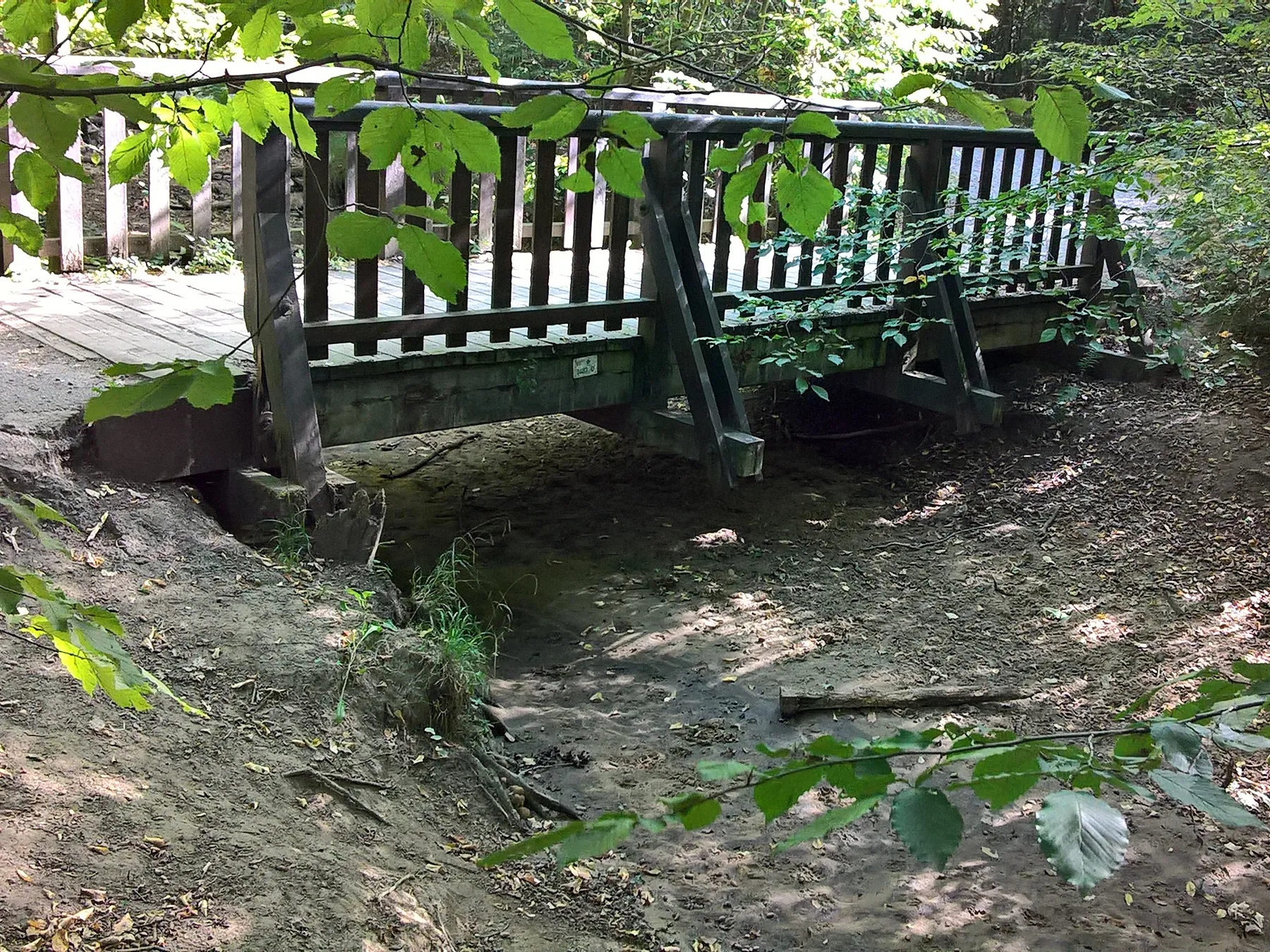 Nach ein paar Tagen ohne Regen ist der Flehbach völlig ausgetrocknet. (Aufnahmeposition: 50°56'18.3"N 7°06'13.9"E)