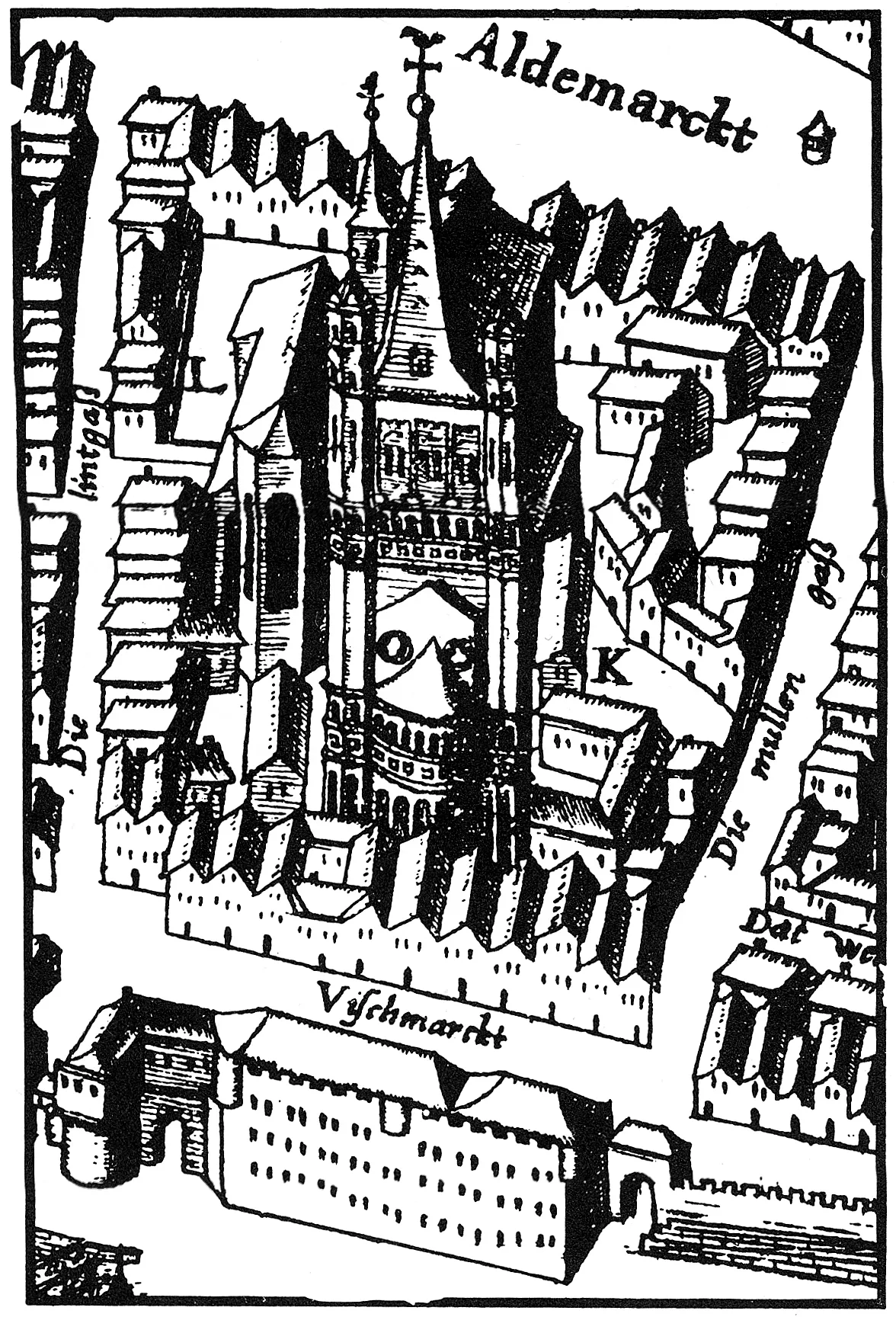 Cutout of a city map with Groß St. Martin , Cologne