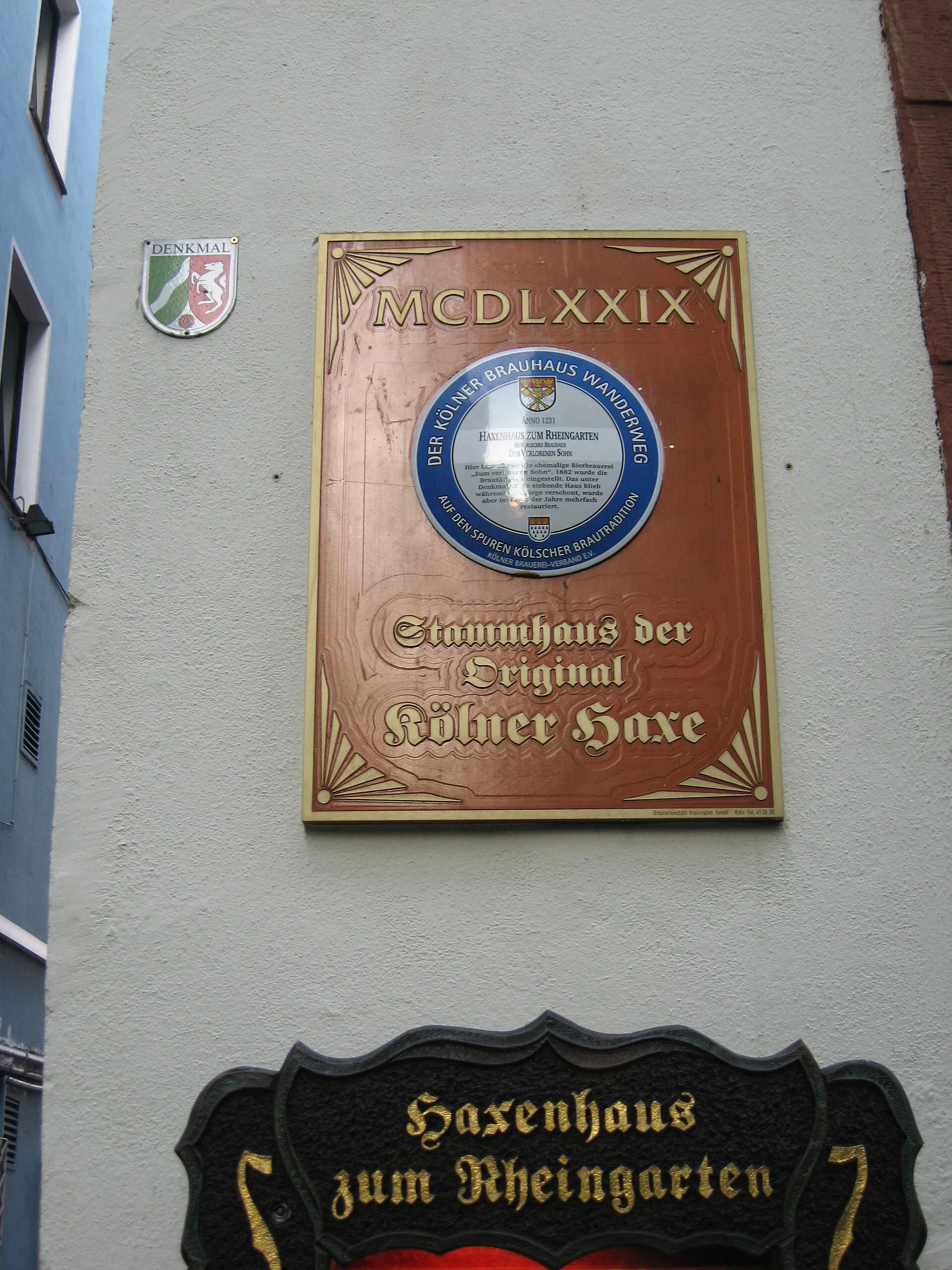 Haxenhaus am Rheingarten, Station des Kölner Brauhaus Wanderwegs (Köln)