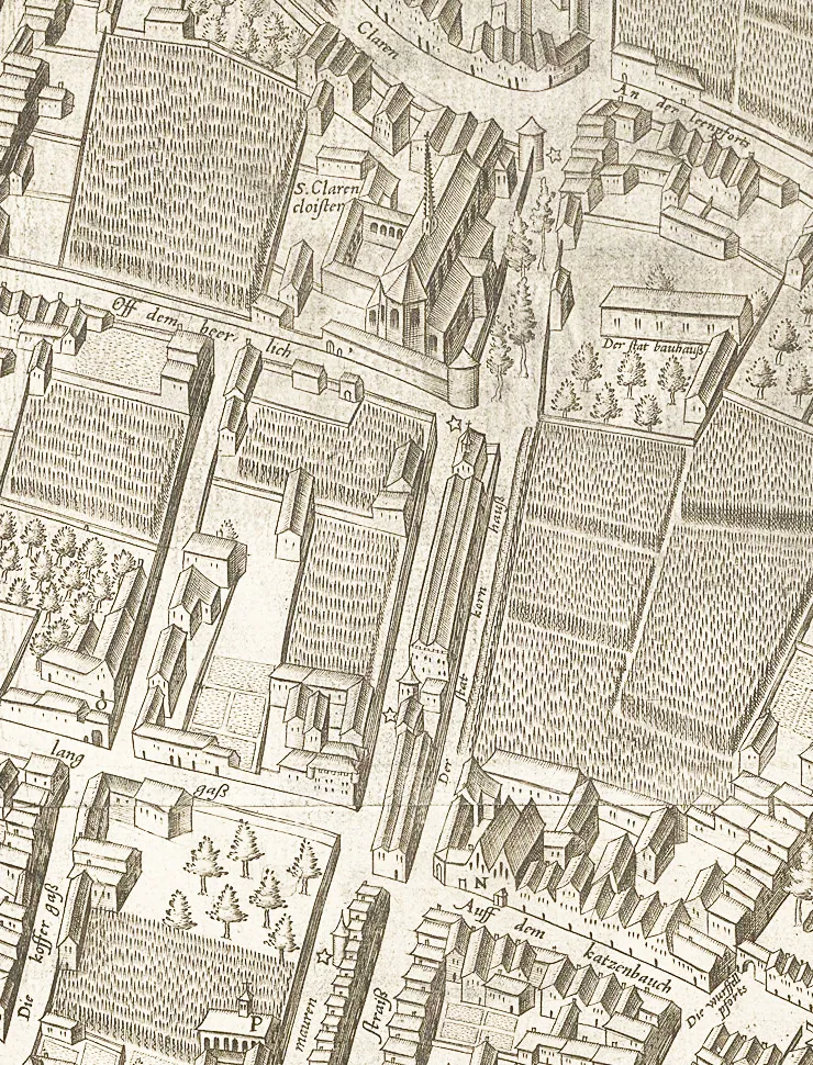 Ausschnitt des Mercator – Stadtplanes Köln. Bereich „Zeughausstraße und Umgeld um 1570/71“