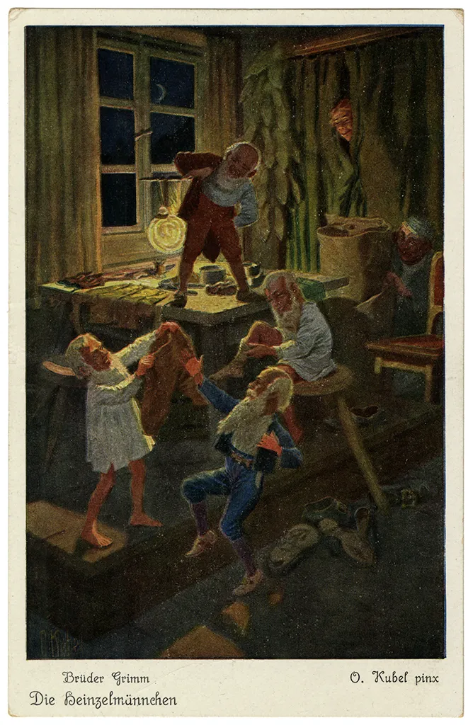 Elves and the Shoemaker Record number: 23061401 Artist: Kubel, Otto (German, 1868-1951) Item caption, front: Brüder Grimm / Die Heinzelmännchen / Otto Kubel, pi