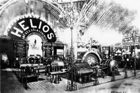 Messestand der Helios AG auf der Internationalen Elektrotechnischen Ausstellung 1891 in Frankfurt am Main