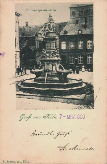 Cologne, Herman Joseph fountain on the Waidmarkt, postcard, before 1900