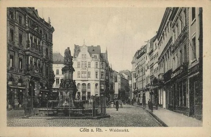 Cologne, Herman Joseph fountain on the Waidmarkt, postcard, before 1910