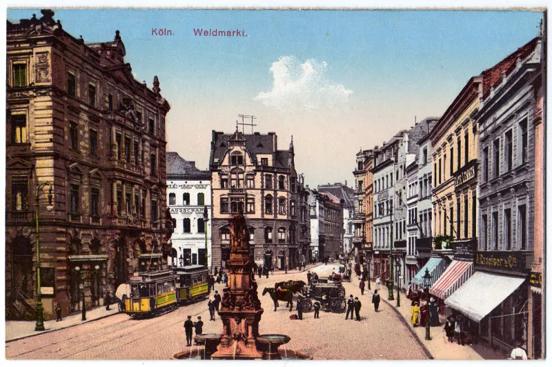 Historische Lithographie Köln, Waidmarkt 1910