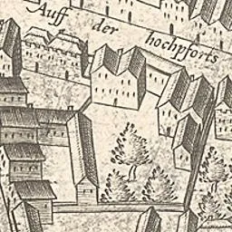 Arnold Mercator - Kölner Stadtansicht von 1570, Hohe Pforte: Auff der Hochpforts