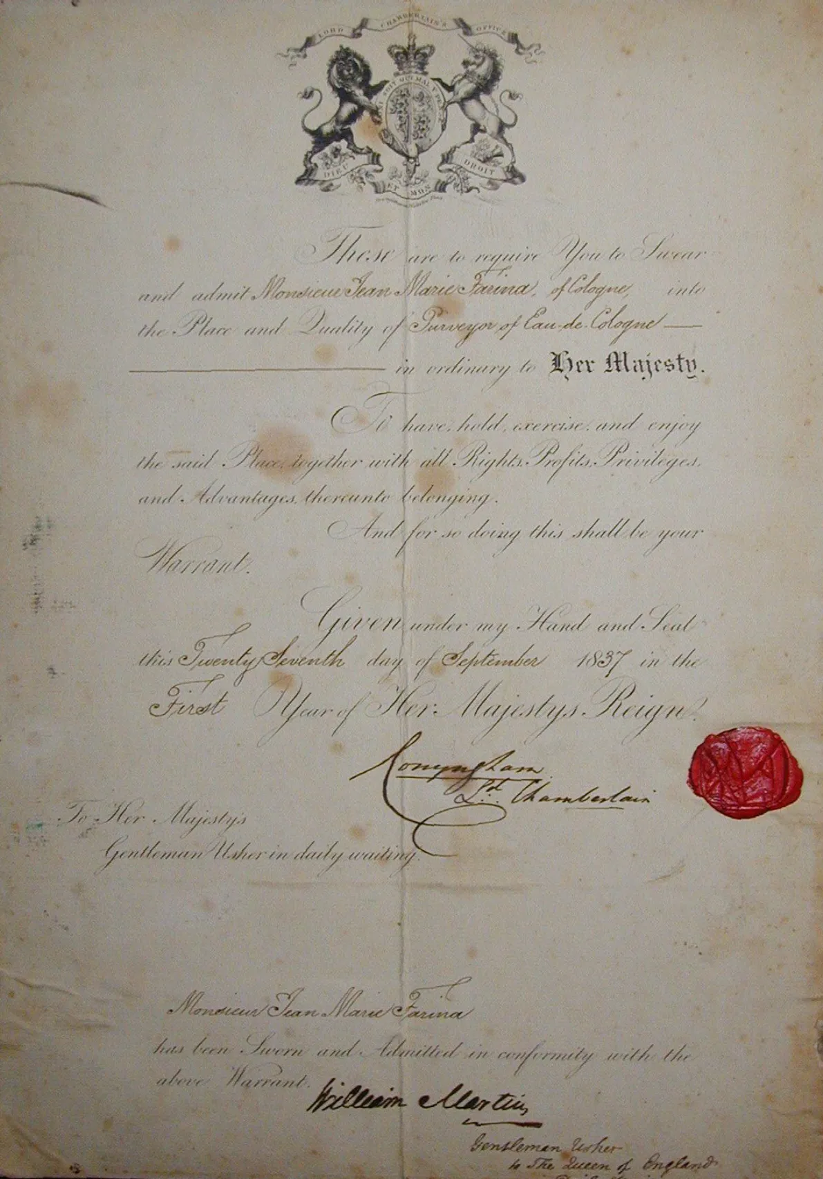 Johann Maria Farina gegenüber dem Jülichs-Platz