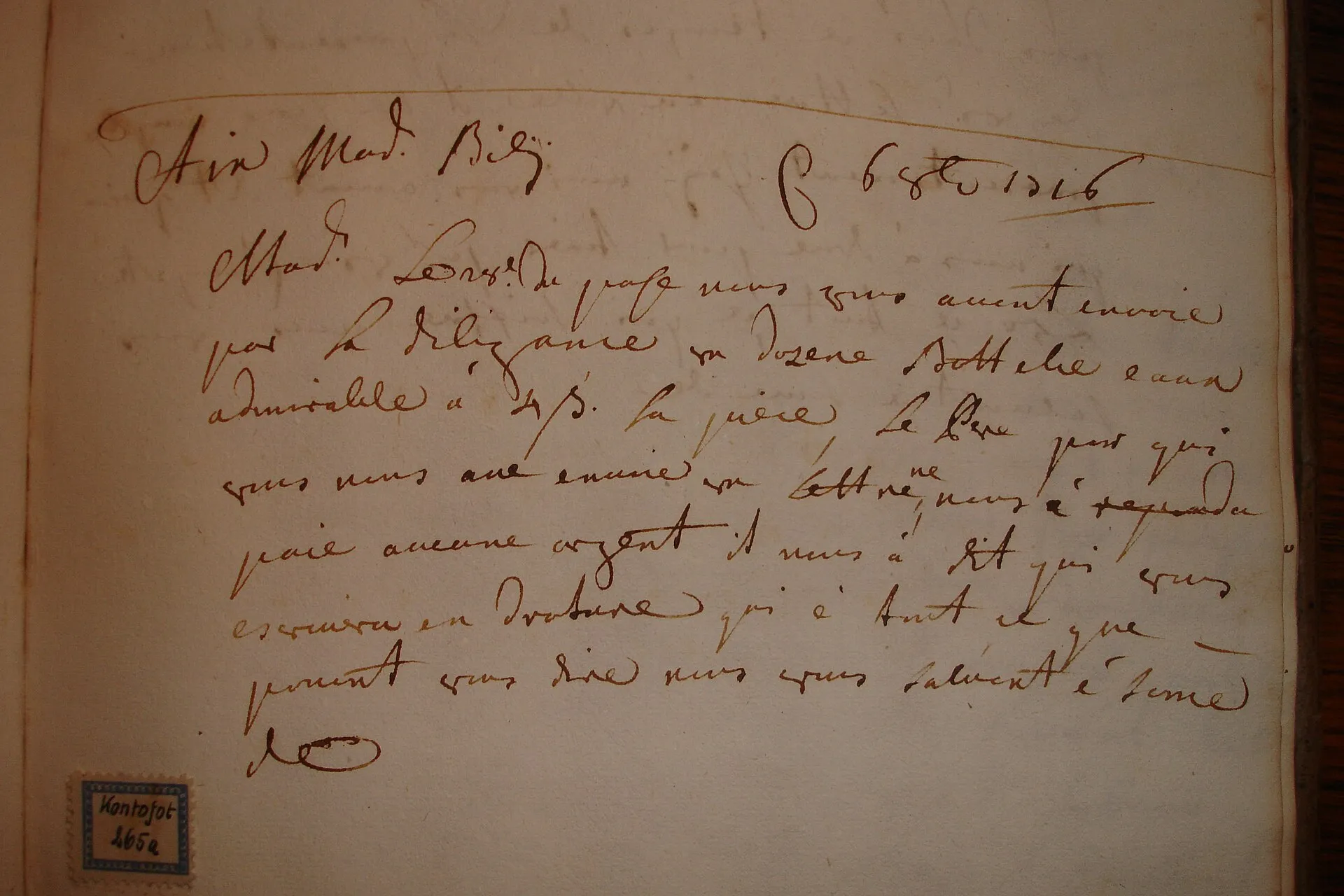 Copy of letter - Johann Maria Farina