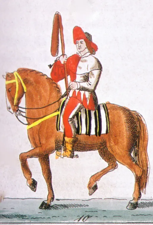 Maskenzug 1825 (2), einer der ersten Kölner Karnevalsumzüge, Ausschnitt Kölner Bauer