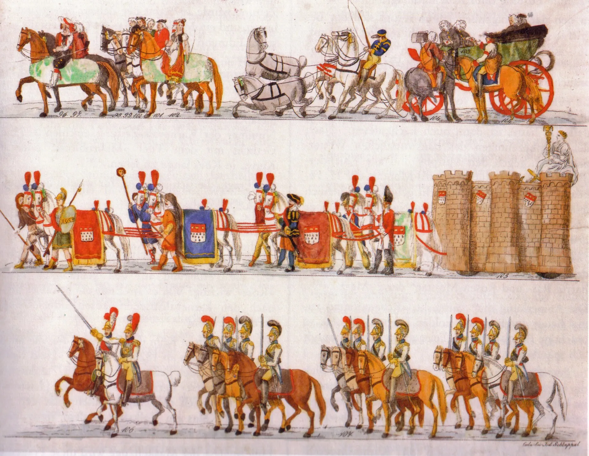 Maskenzug 1825 (1), einer der ersten Kölner Karnevalsumzüge; Blatt 7/7 - 36,6 x 45,7 cm