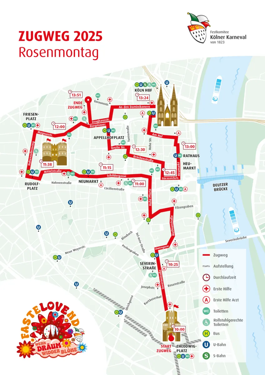 Zugweg Rosenmontagszug Köln 2025