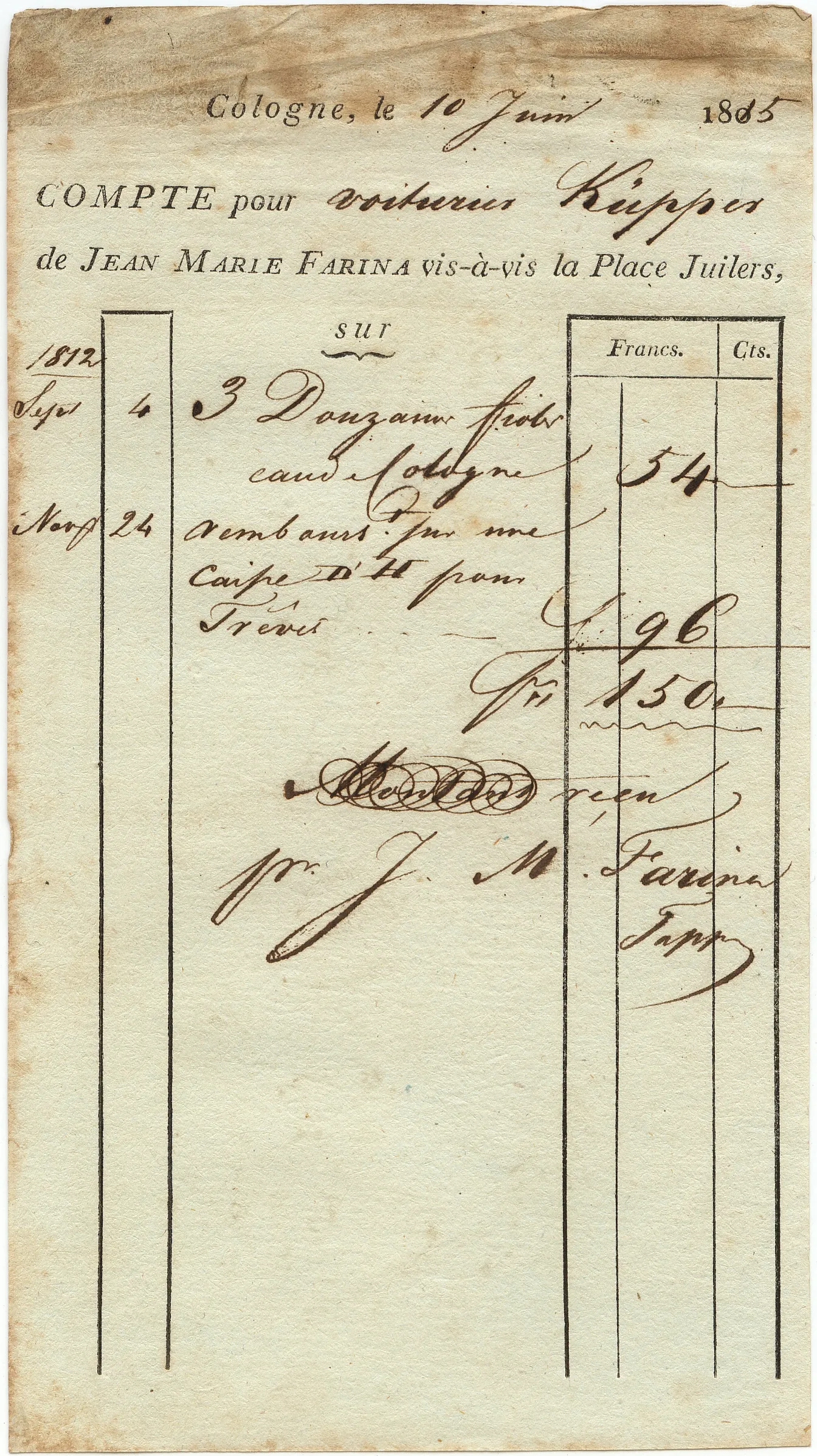 Farina Invoice 1815