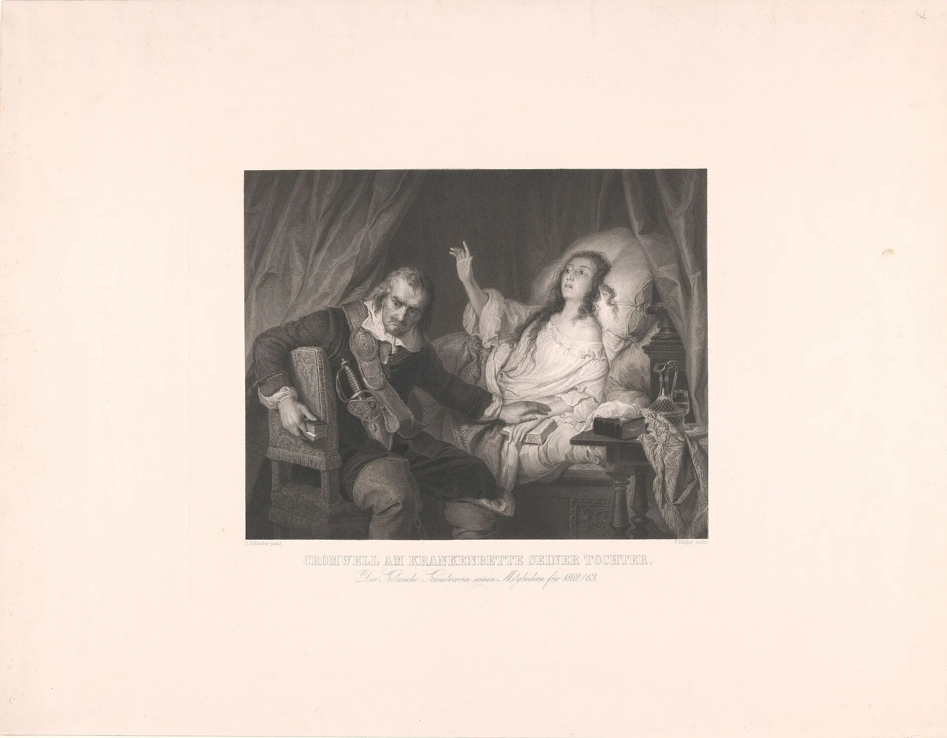 Identificatie Titel(s): Oliver Cromwell bij het sterfbed van zijn dochter Elizabeth Claypole Objecttype: prent Objectnummer: RP-P-1917-324 Catalogusreferentie: