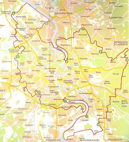 Karte des Kölnpfad-Rundwanderwegs