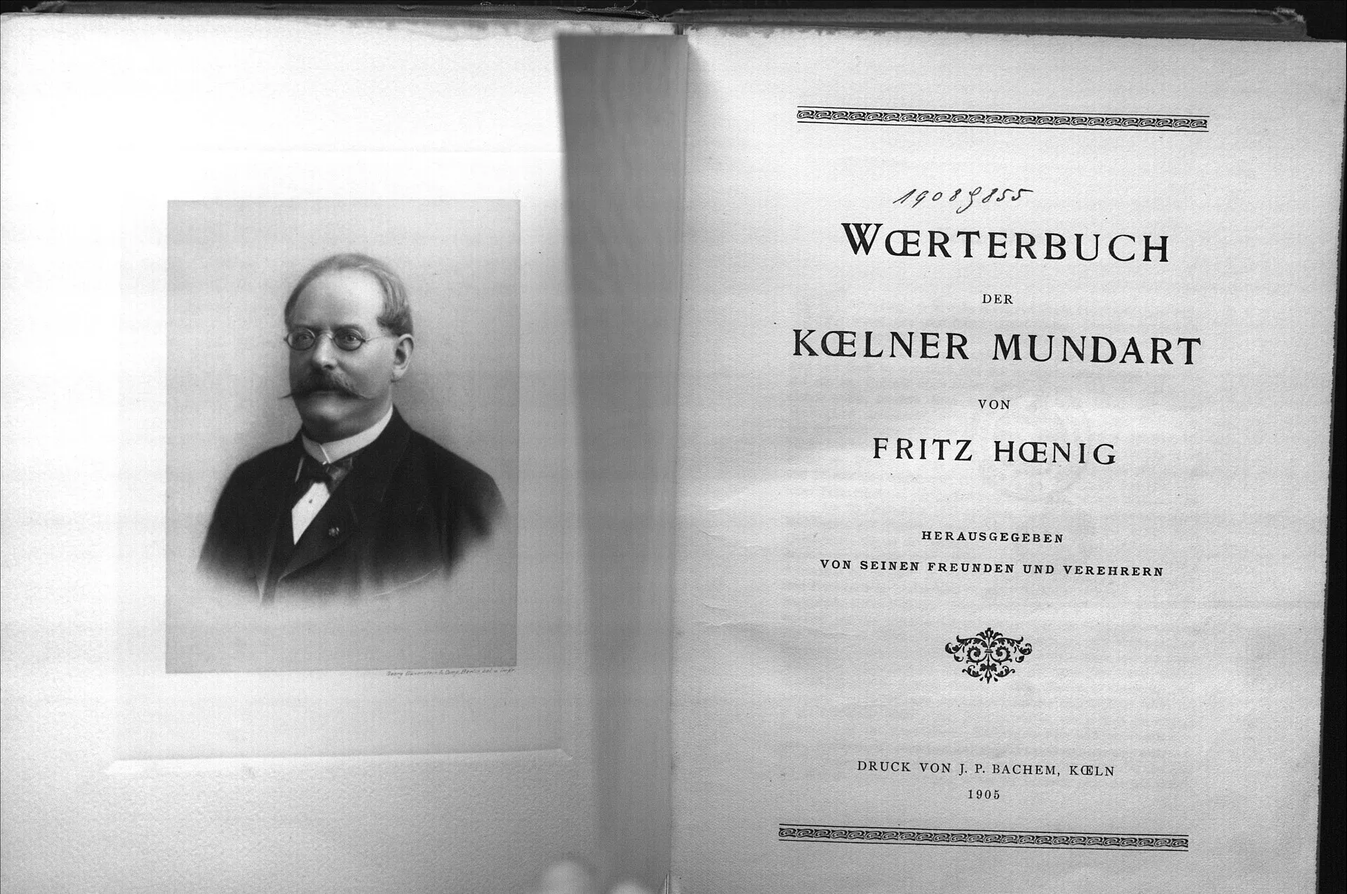 Book title page of the Dictionary of the Colognian dialect by Fritz Hönig.