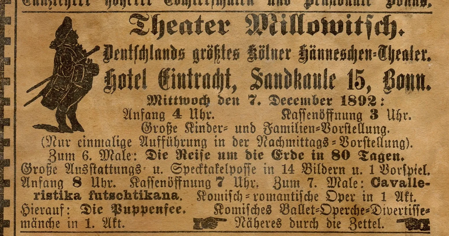Zeitungsanzeige von 1892