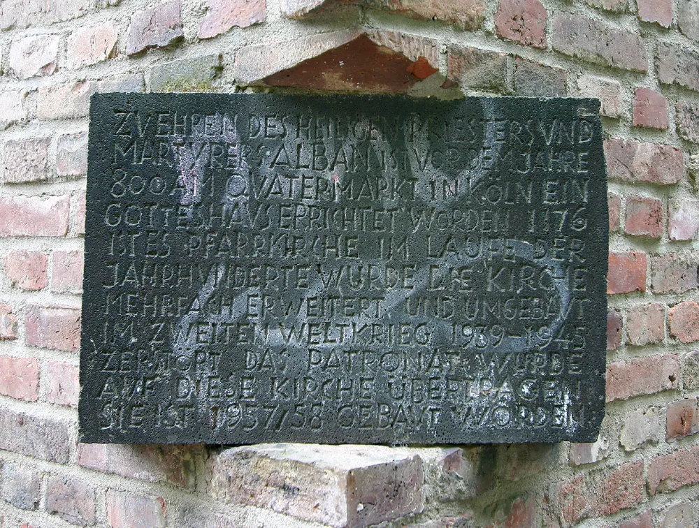 Neu St. Alban in Köln, Gedenktafel