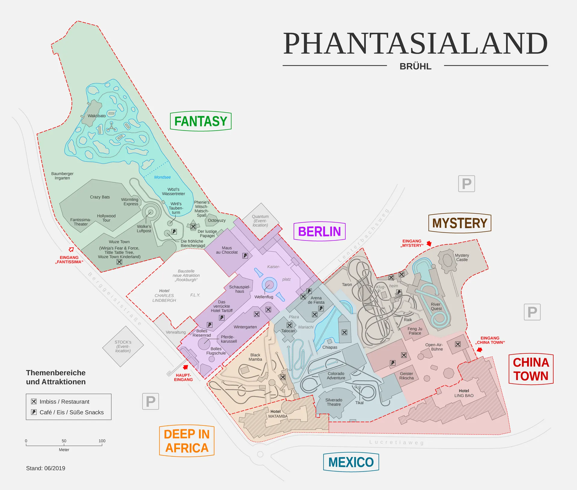 Map of Phantasialand theme park, Brühl , Germany