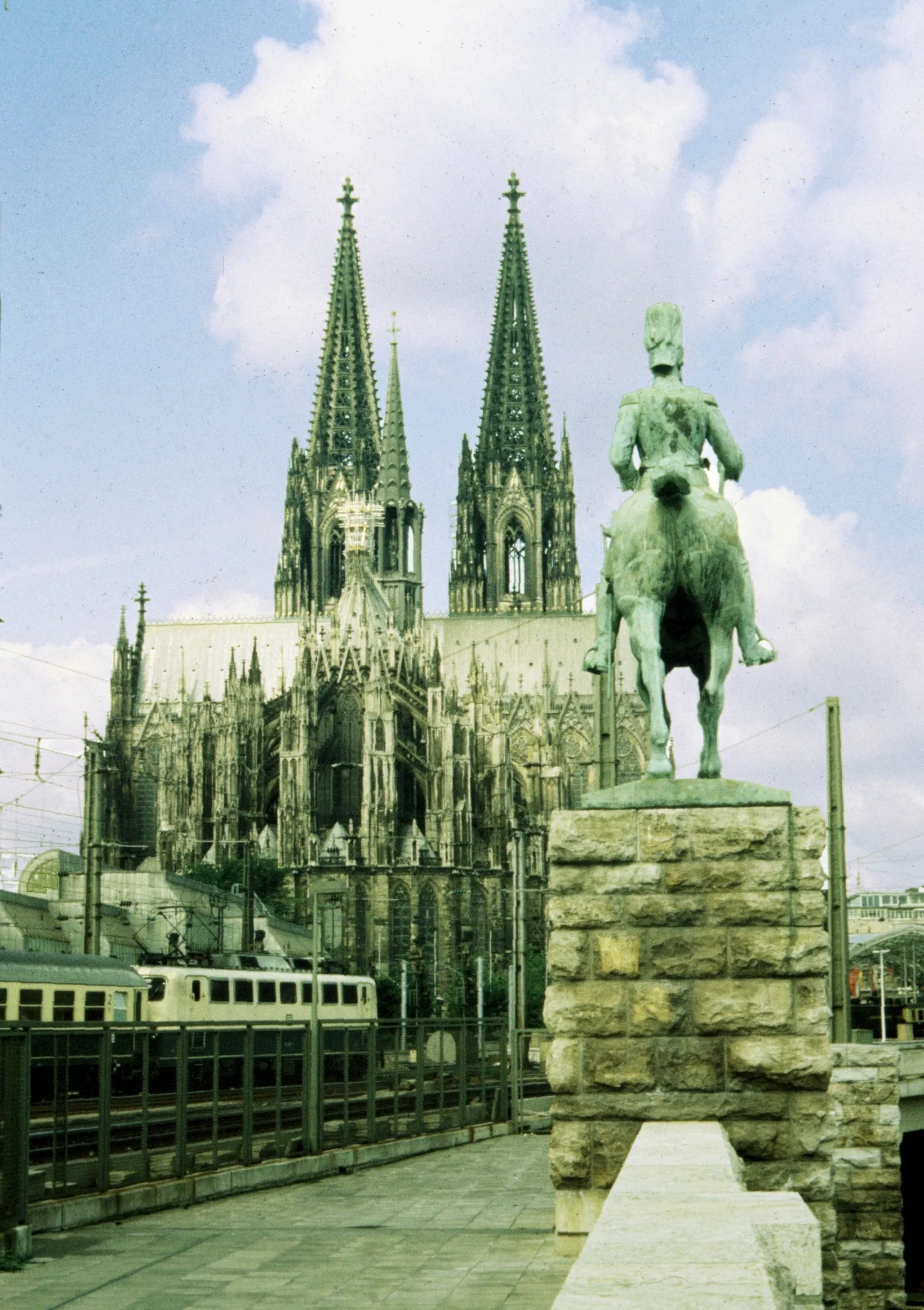 Cologne, the cathedral and the equestrian statue Friedrich Wilhelm IV