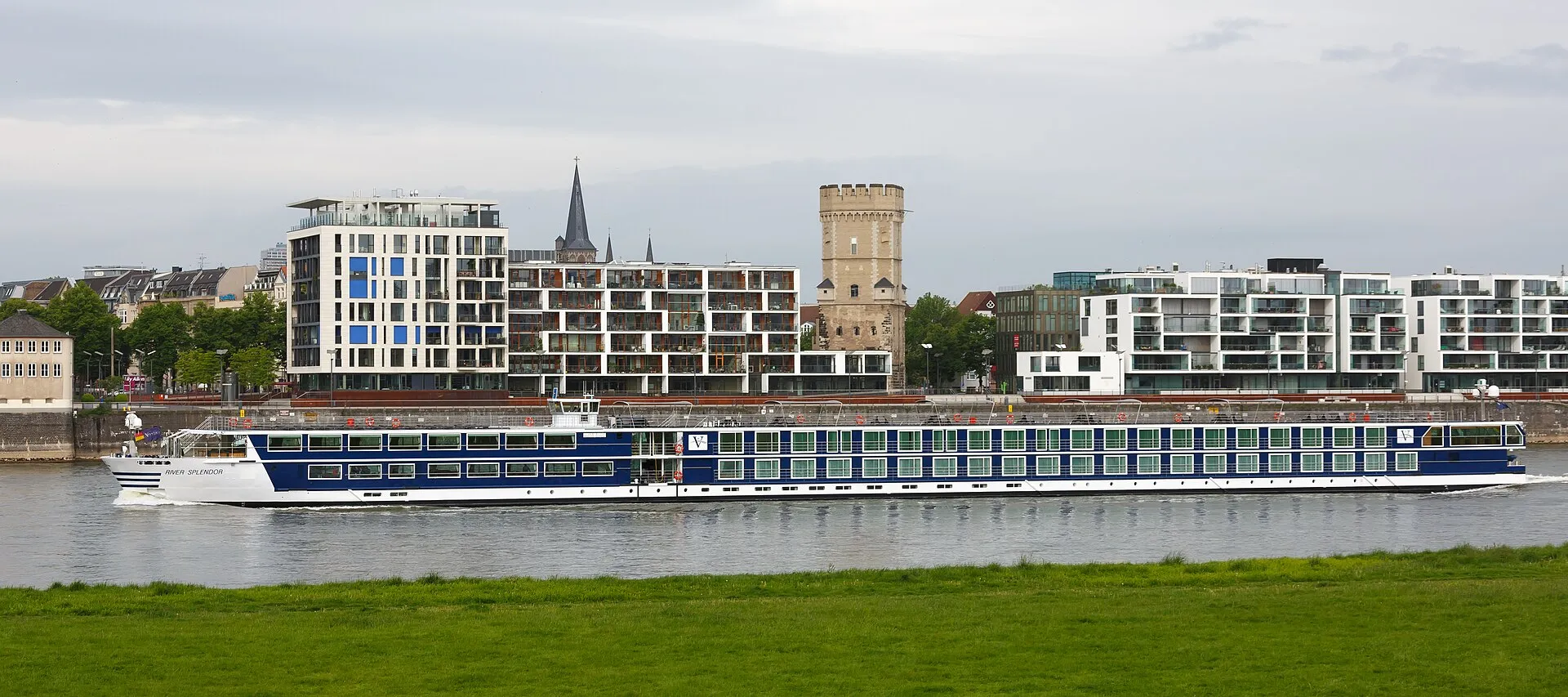 Cologne, Germany: Ship "River Splendor" in front of Bayenthurm