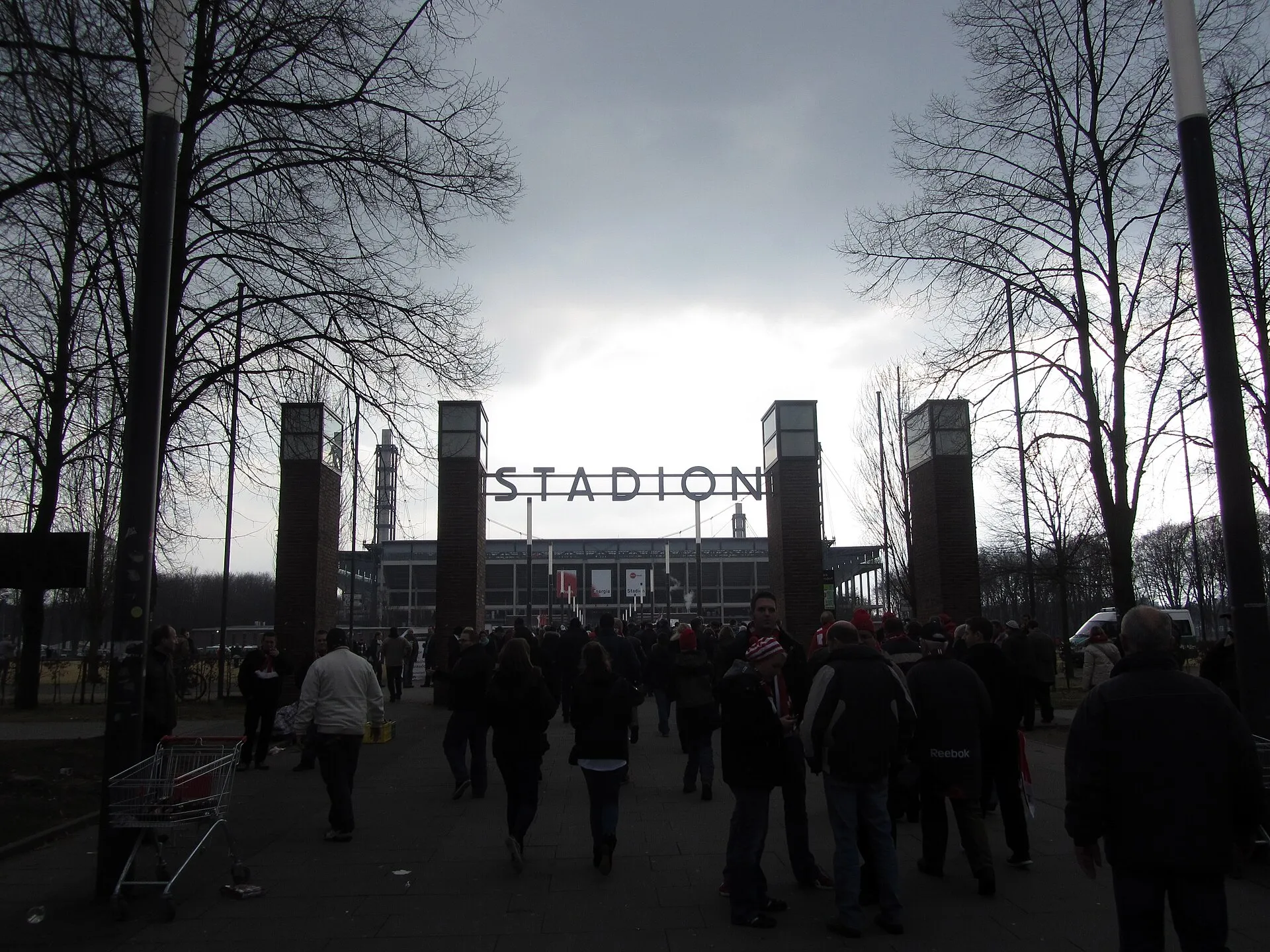 Rhein-Energie-Stadion mit historischem Eingang von Adolf Abel 1. FC Köln - Bayer Leverkusen 0:2 25-Feb-2012 Stadiontor