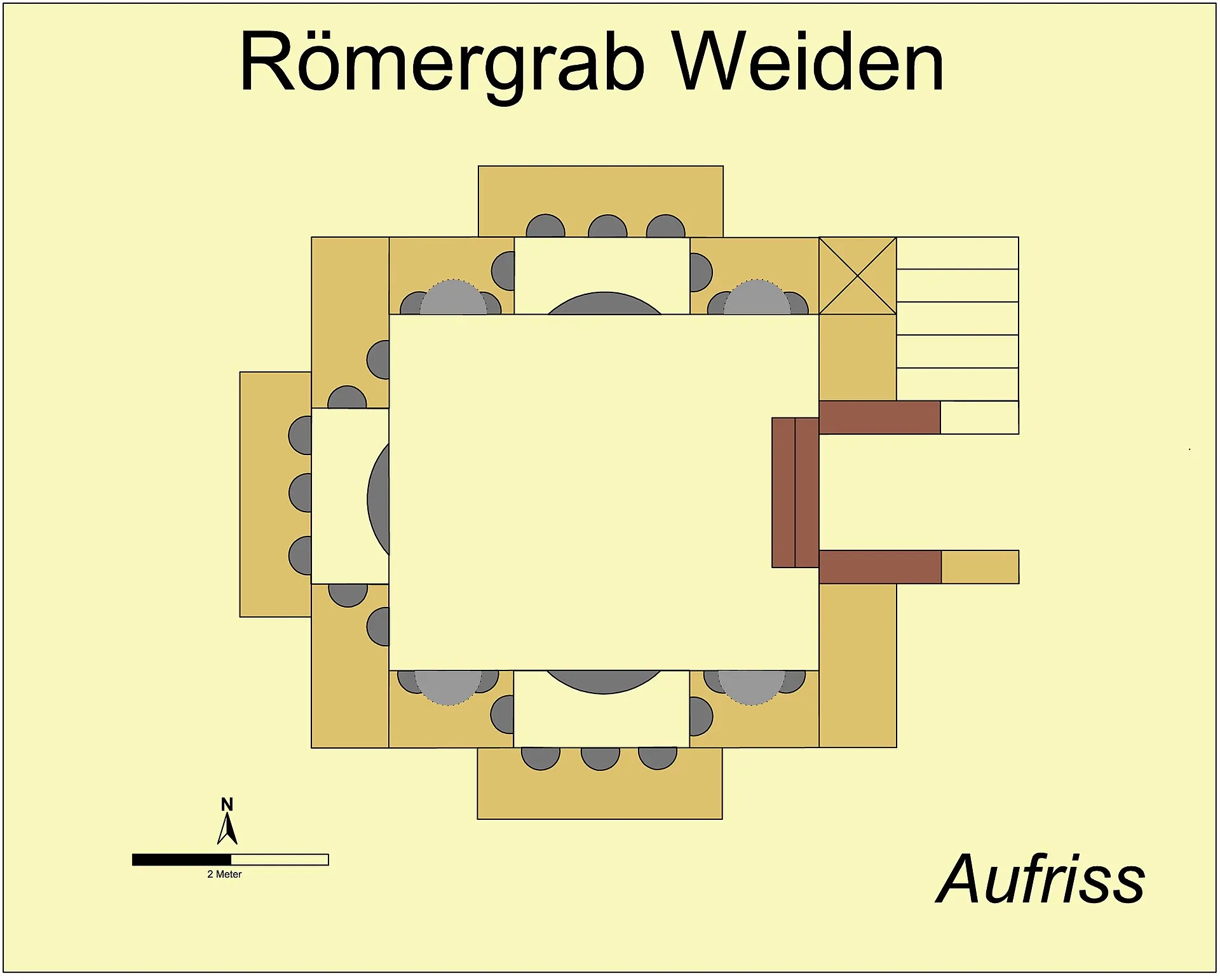 Aufriss des Römergrab Weiden. Umzeichnung nach Fremersdorf 1957.
