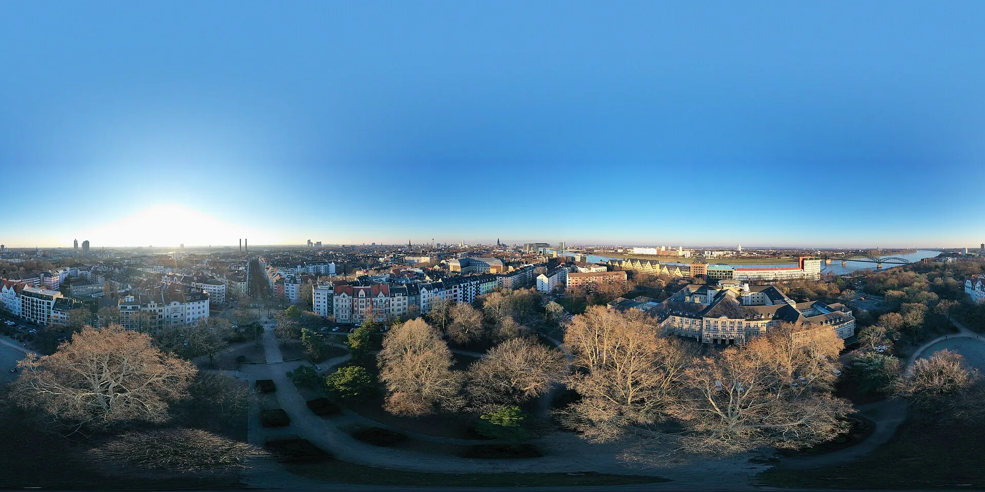 Köln Südstadt Friedenspark – Kugelpanorama aus 50 m Höhe.