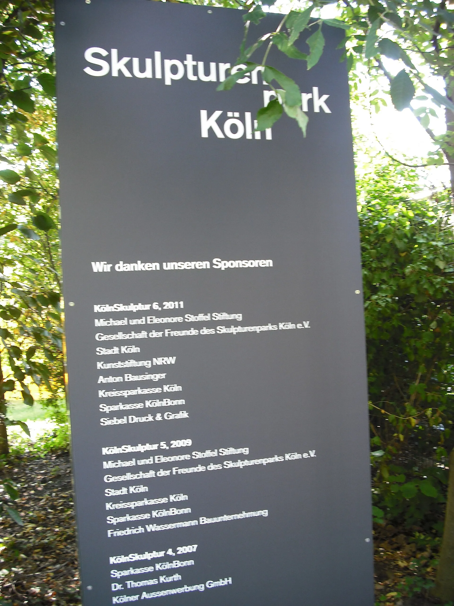 Skulpturen Park Köln, August 2012, 26, Entrance sign - sponsors
