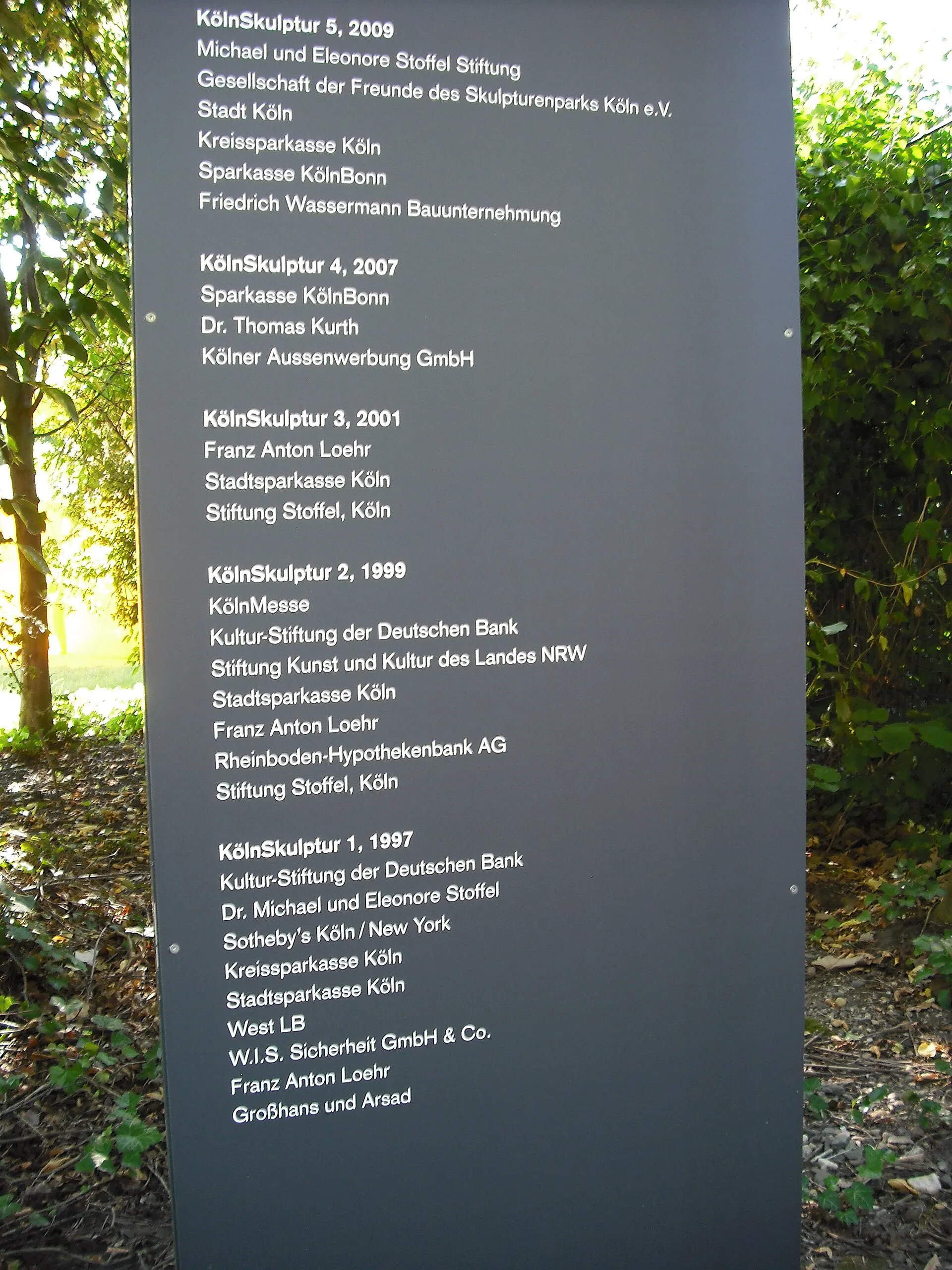 Skulpturen Park Köln, August 2012, 27, Entrance sign - sponsors (2)