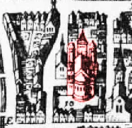 Maria im Kapitol church in Matthaeus merian the Elder's plan of Cologne, printed 1648