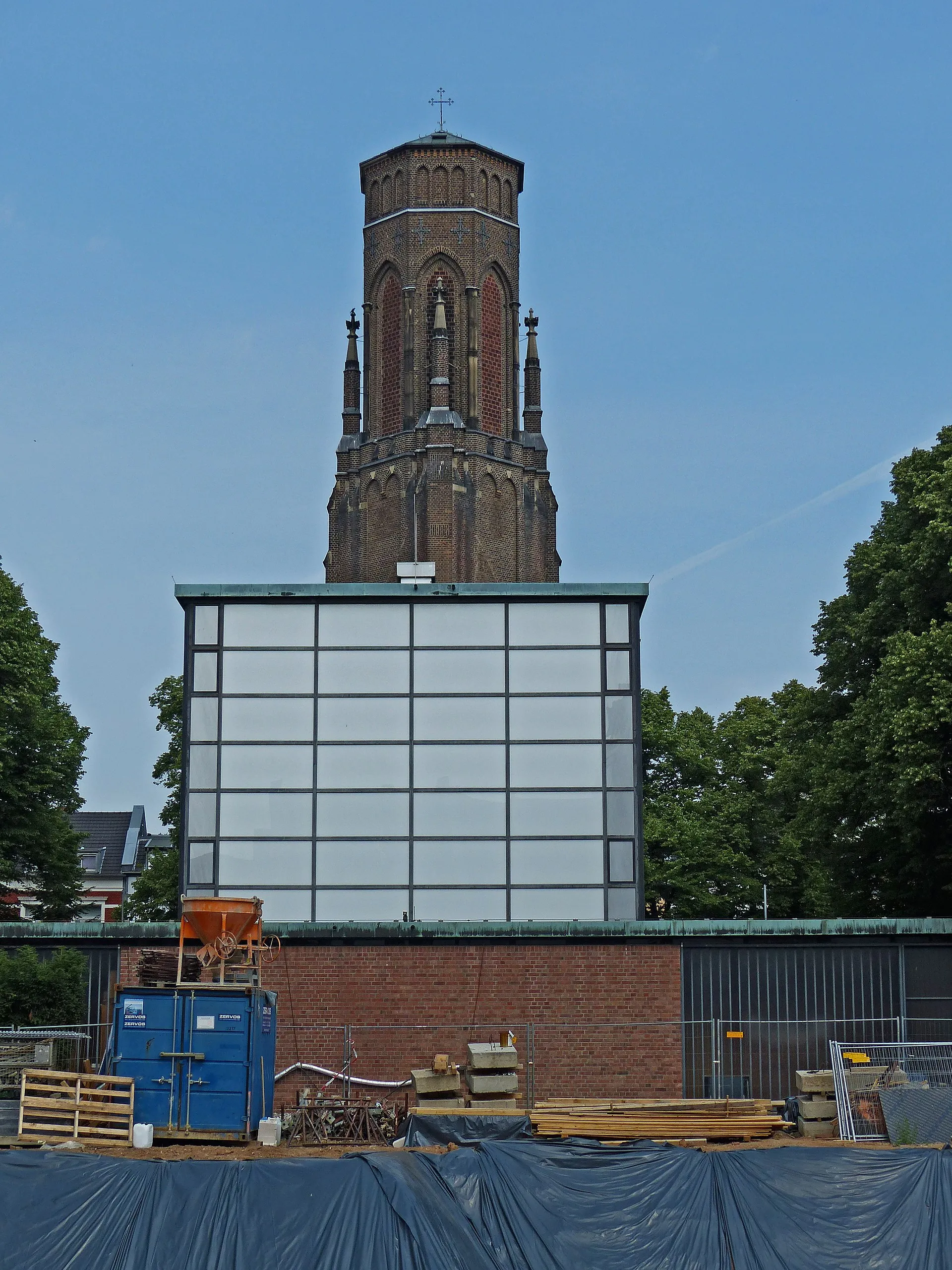 Kirche St. Stephanus , Bachemer Str. 106; Blick von der Baustelle Herderstraße