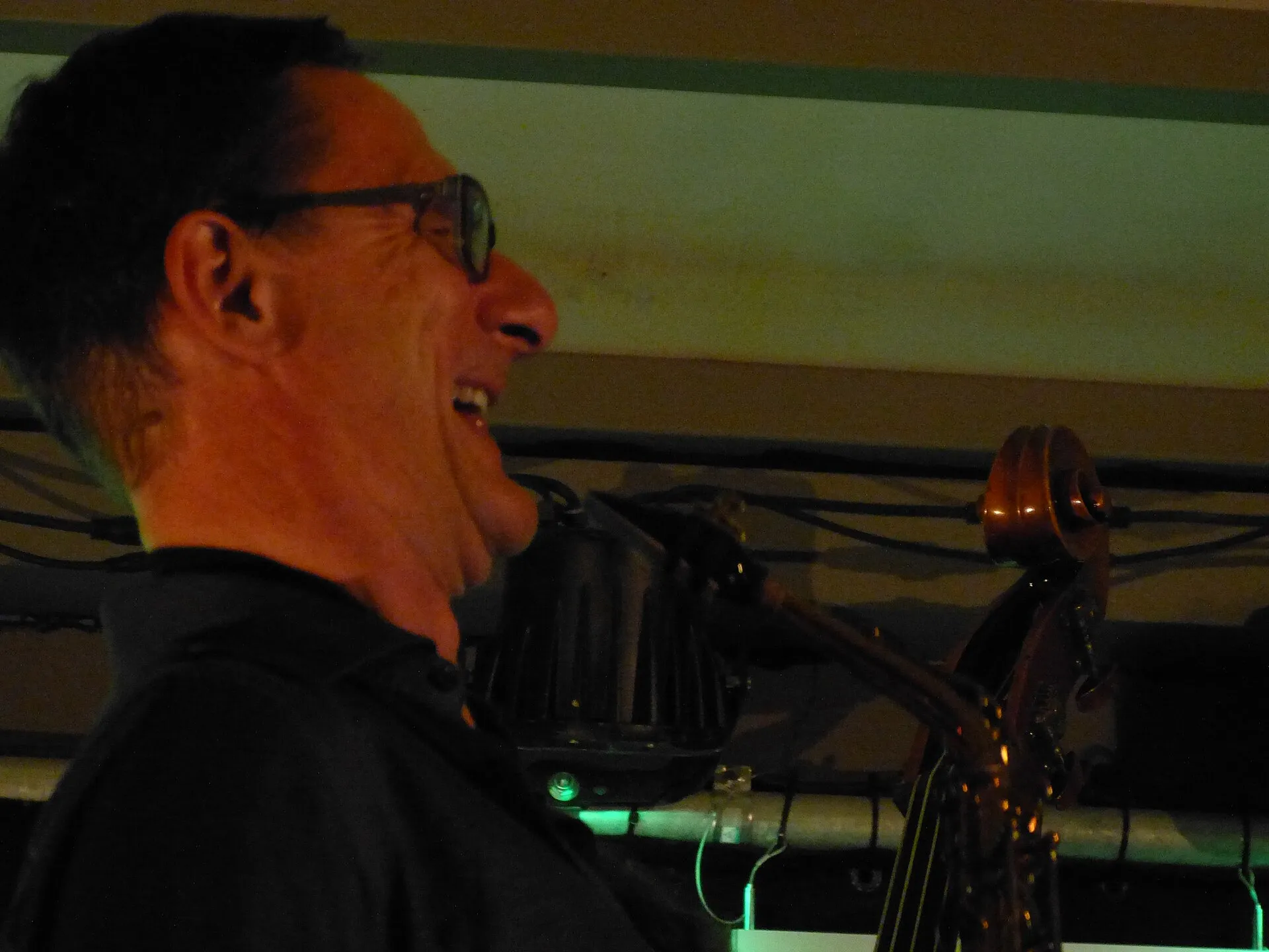 Frank Gratkowski (sax,cl) in concert at Green Room of the Stadtgarten (Cologne) , Germany, August 13th, 2020 with Tamara Lukasheva (voc,synth,comp), Dominik Mah