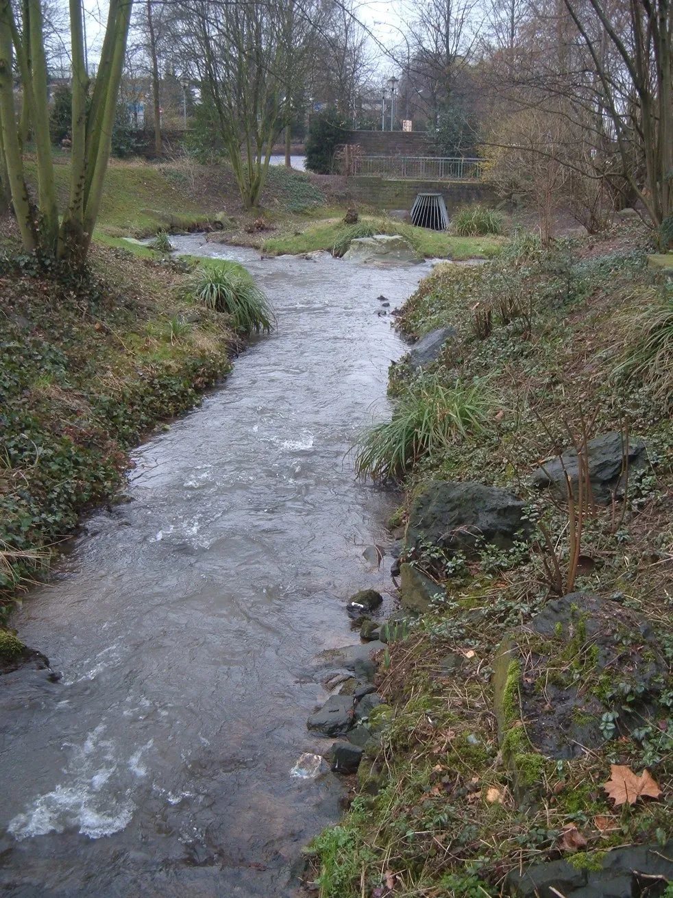 Strunde river in Bergisch Gladbach near Cologne, Germany.