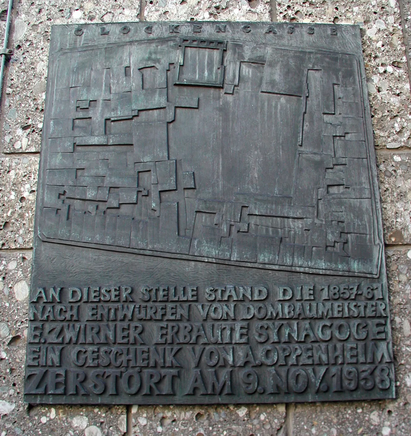 Köln, Gedenktafel der Synagoge Glockengasse